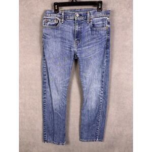 Levis Mens 513 Jeans 33x30 Blue Solid‎ Denim Straight Leg Stretch Slim